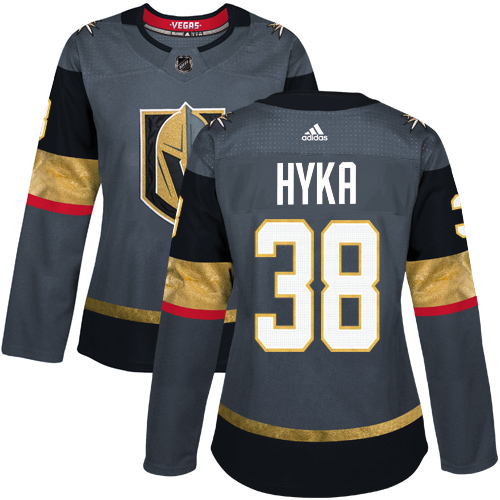 Adidas Golden Knights #38 Tomas Hyka Grey Home Authentic Women's Stitched NHL Jersey - Click Image to Close